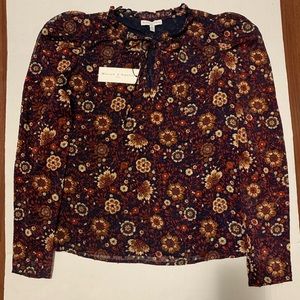 Maison D'Amelie Paris Floral Multicolor LongSleeves Ruffle Blouse Women S
